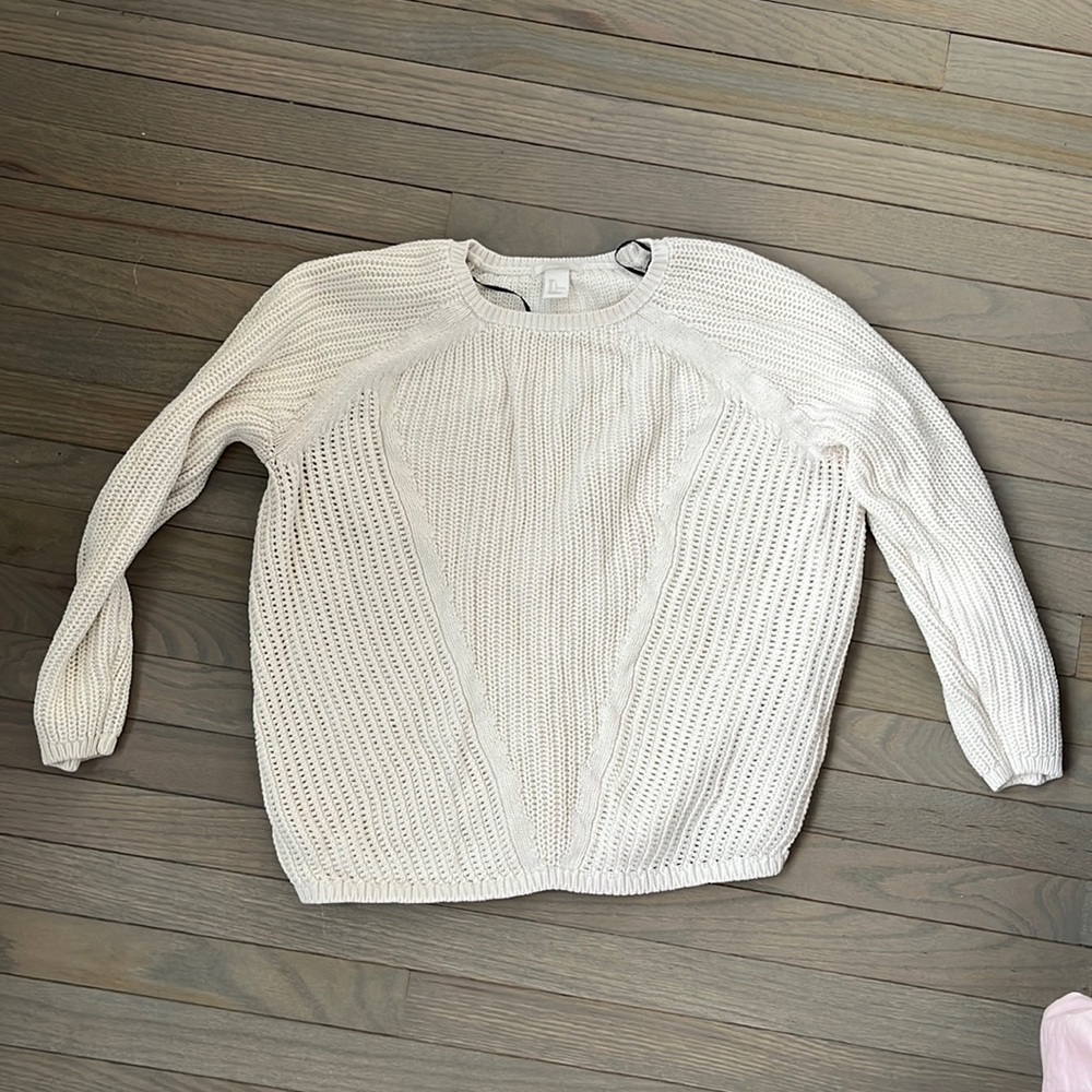 H&M Off White Crew Sweater